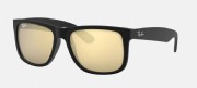 Ray-Ban Justin Rubber Black/ Light Brown Gold Mirror