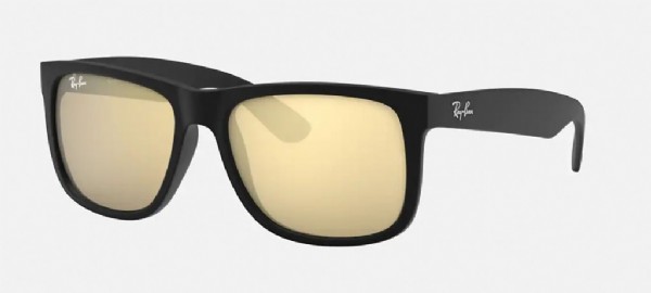 Ray-Ban Justin Rubber Black/ Light Brown Gold Mirror